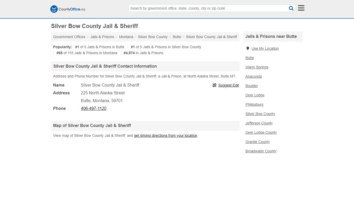 Silver Bow County Jail & Sheriff - Butte, MT (Address and ...